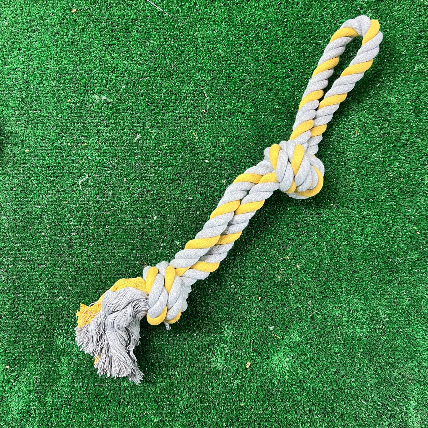 Double Knot Rope Tug Toy Yellow & Grey