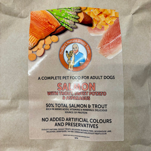 Grain free Scottish Salmon, trout, sweet potato & asparagus