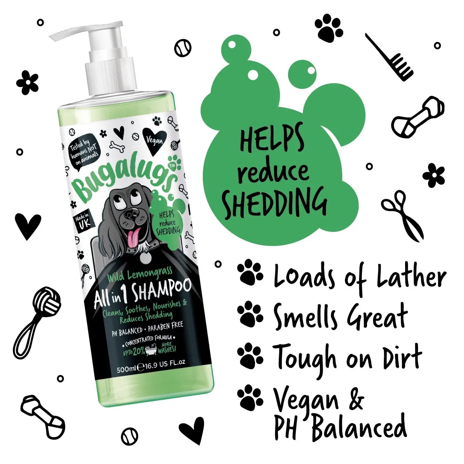 Bugalugs Wild Lemongrass All in 1 Shampoo - Natural Doggy Treats
