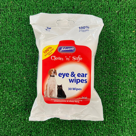 Johnson’s eye & ear wipes - 100% natural, free from raw hide & any hidden nasties.